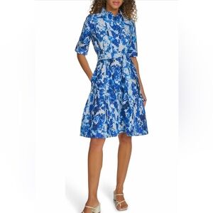 Calvin Klein Blue floral midi Dress